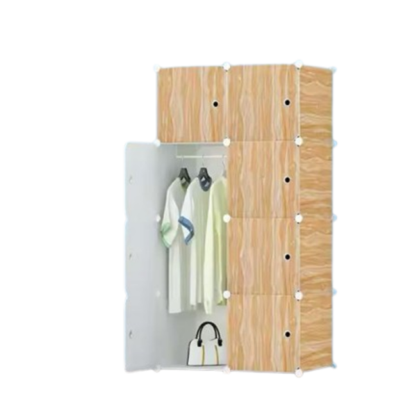 Armoire 2 Battants en Modules Bois & Blanc