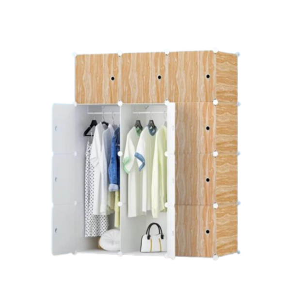 Armoire 3 Battants en Modules Bois & Blanc