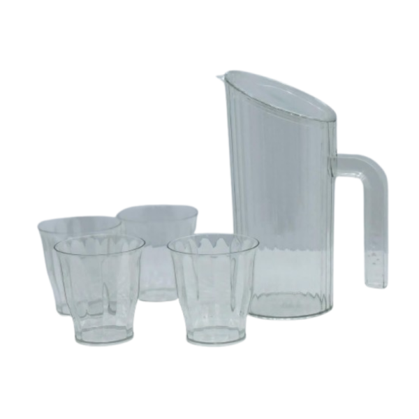 Carafe acrylique avec 4 verres - 5 pièces